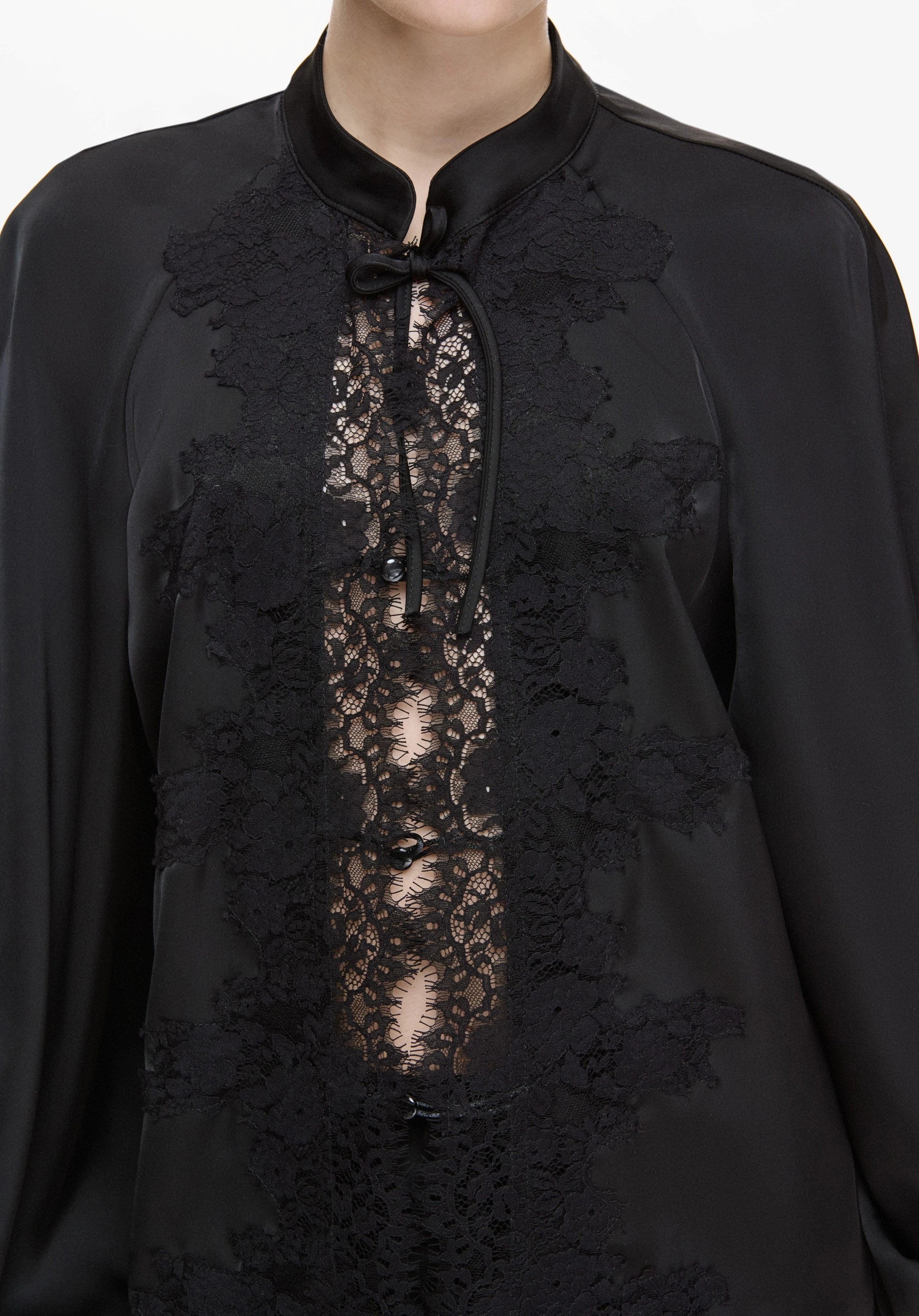 Sophie Satin Black Set with Lace Details and Shorts