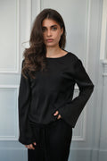 Nina Satin  Black Set with Open Back