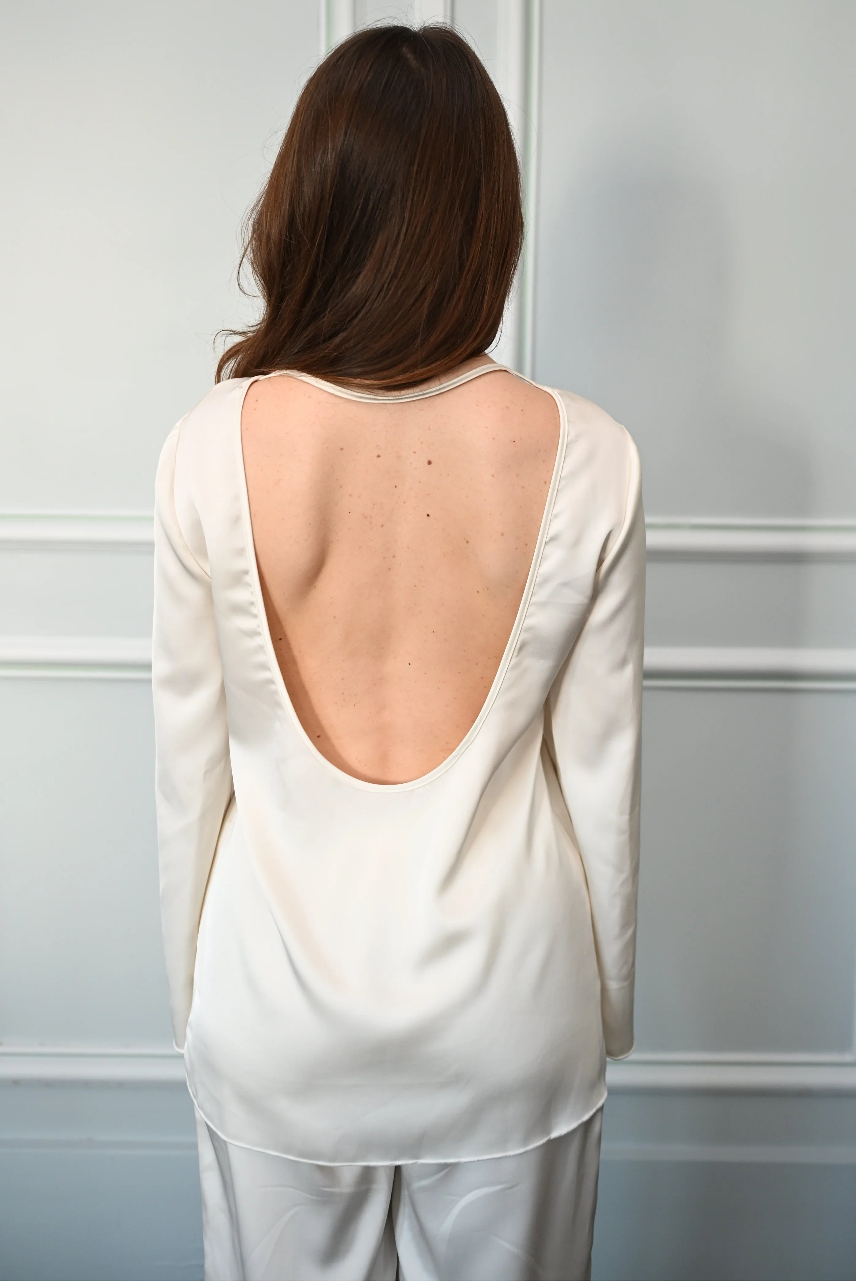 Nina Satin  ivory Set with Open Back