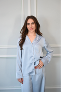Camille Satin Powder Blue Set with Piping Details