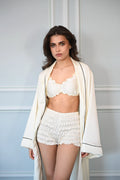 Adeline Satin Ivory  Set with Shorts and Kimono