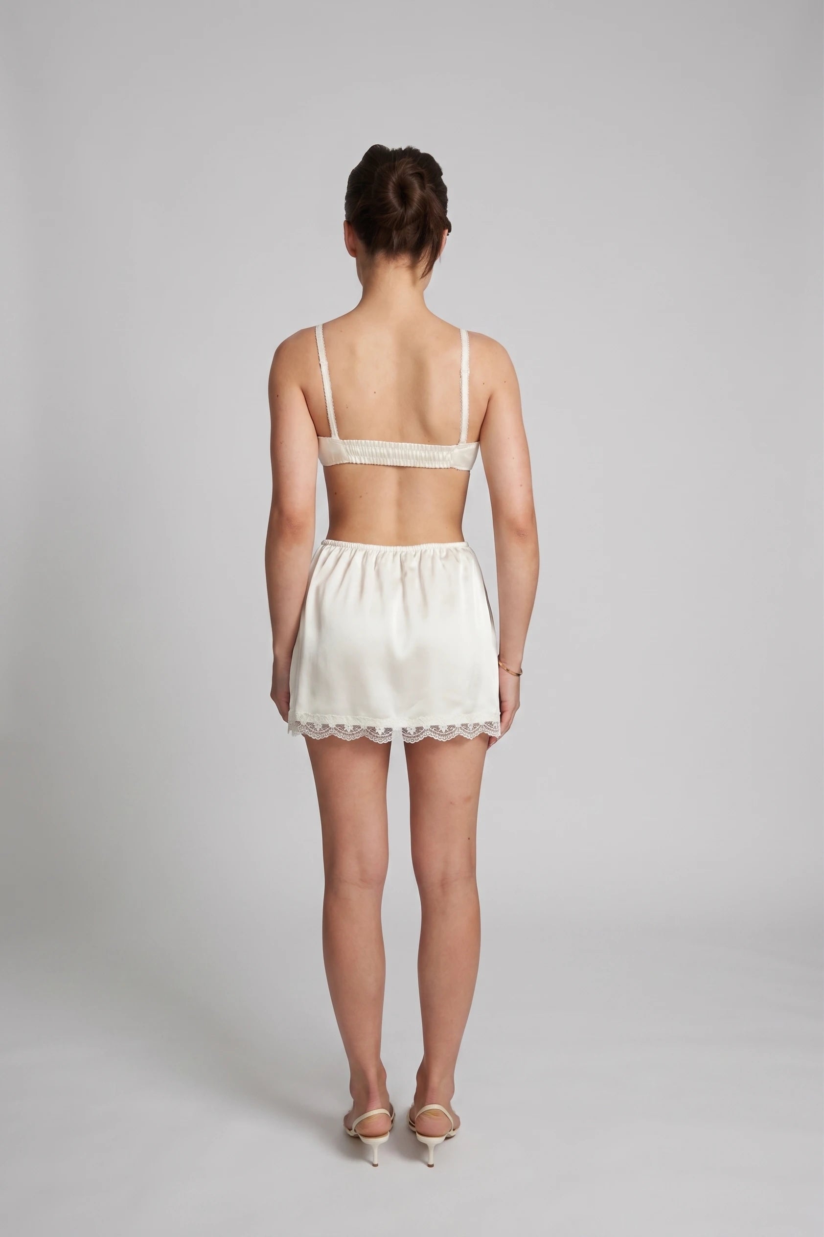 Élise Satin Ivory Two-Piece Set – Bralette & Mini Skirt