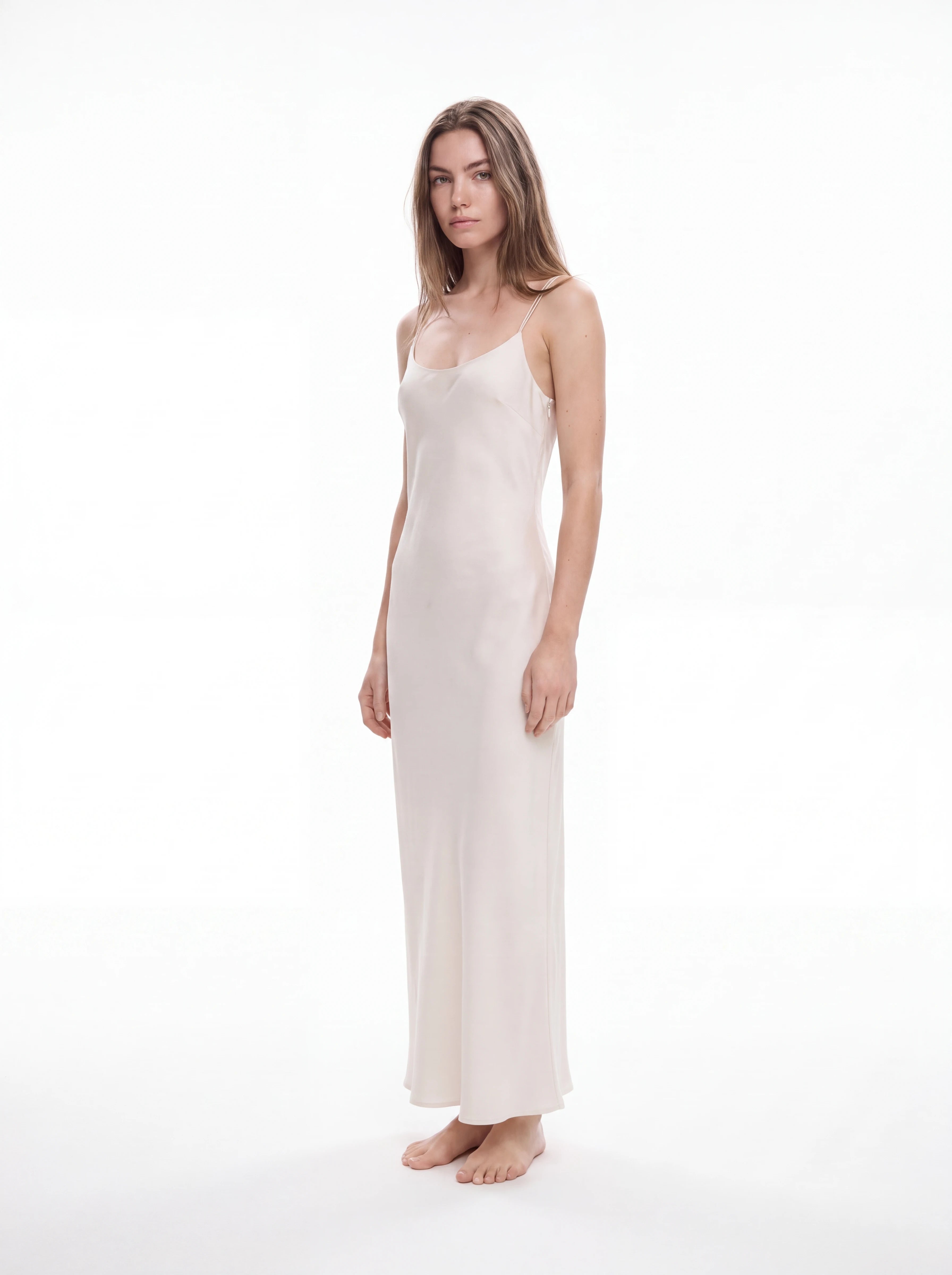 Rosalie Satin Ivory Maxi Dress with Open Back