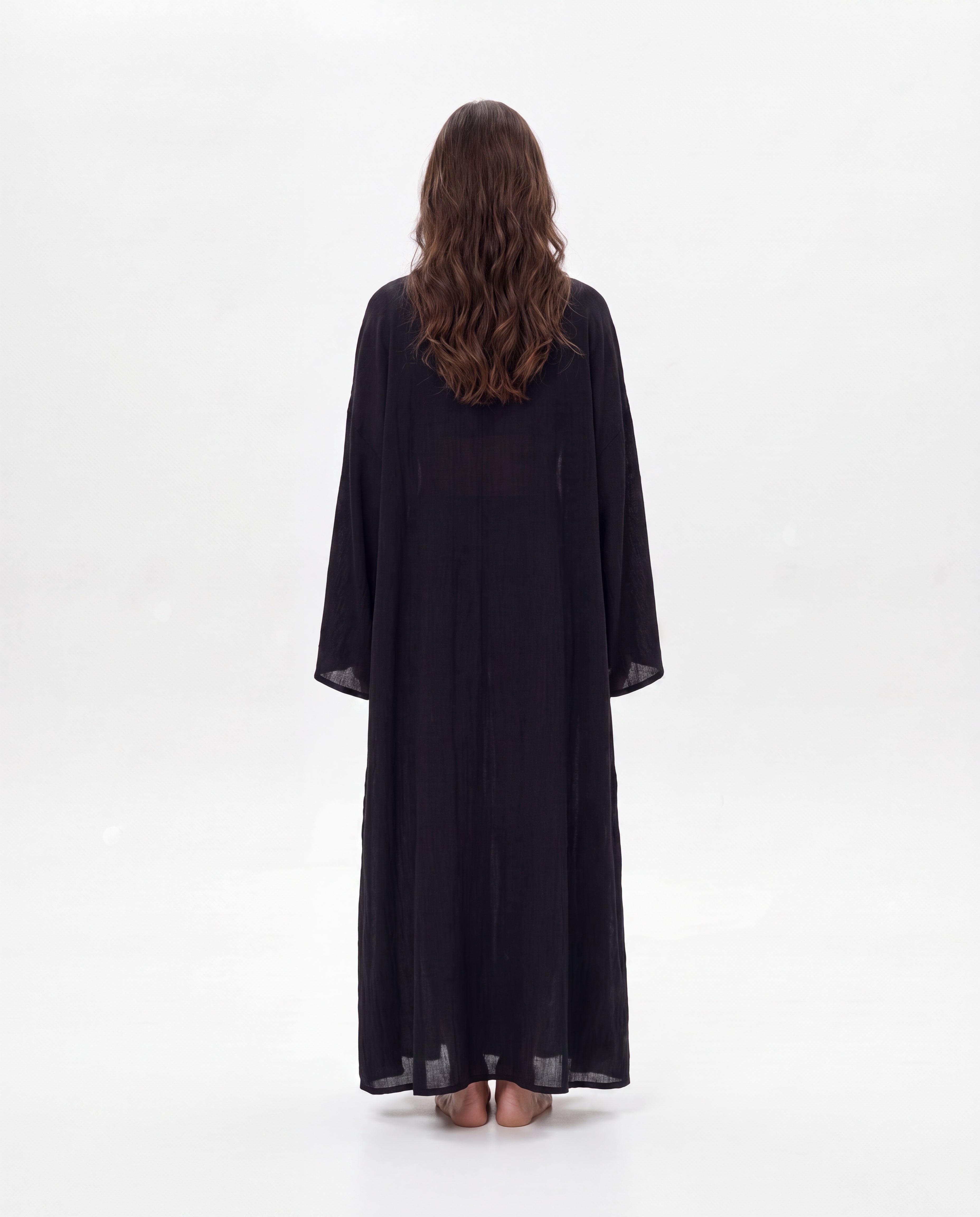 Océane Viscose Black Three-Piece Set with Kimono