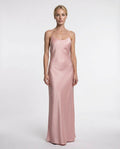 Rosalie Satin Blush Maxi Dress with Open Back