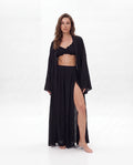 Océane Viscose Black Three-Piece Set with Kimono